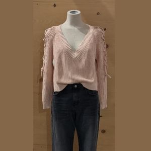 Tied Up Sleeve Knitted Sweater